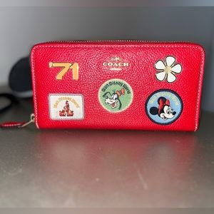 Disney x Coach Walt Disney World 50th Anniversary Red Leather Wallet Purse